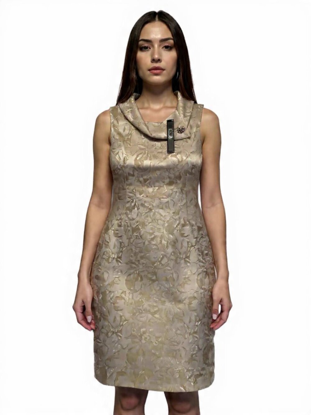 Elegant Statement Dress, Size 16, Champagne